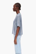 衣類 Bimba Y Lola フォイルTシャツ 流体青 6BZ0X0306 - 画像 (2)