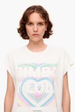 衣類 Bimba Y Lola ペンシルロゴ Tシャツ 象牙 6BZ0X0260 - 画像 (3)