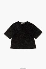 衣類 Bimba Y Lola マルチカラー ストーン ボクシー T シャツ 黒 6BZ0X0296 - 画像 (5)