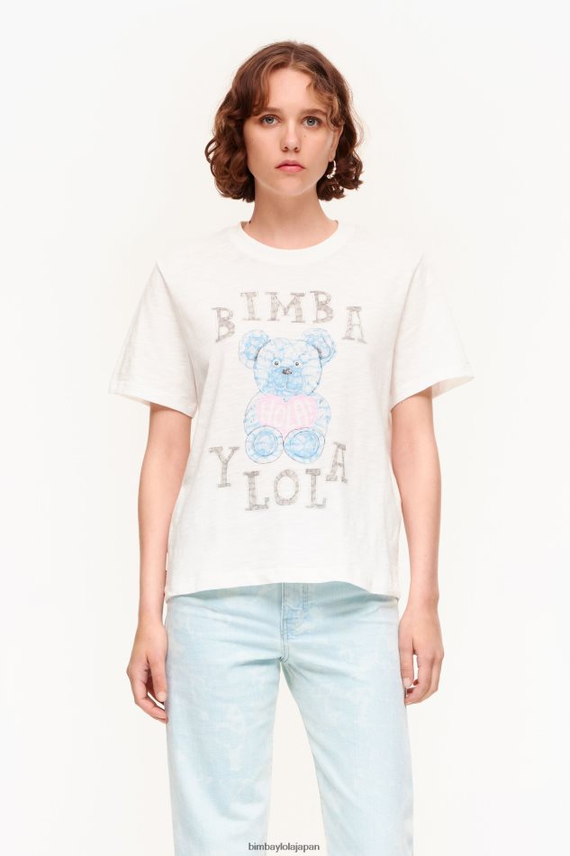 e8a1a3e9a19e_bimba_y_lola_e383ade382b4e38399e382a2_te382b7e383a3e38384_e8b1a1e78999_6bz0x0270.jpg 衣類 Bimba Y Lola ロゴベア Tシャツ 象牙 6BZ0X0270 - 画像 (1)