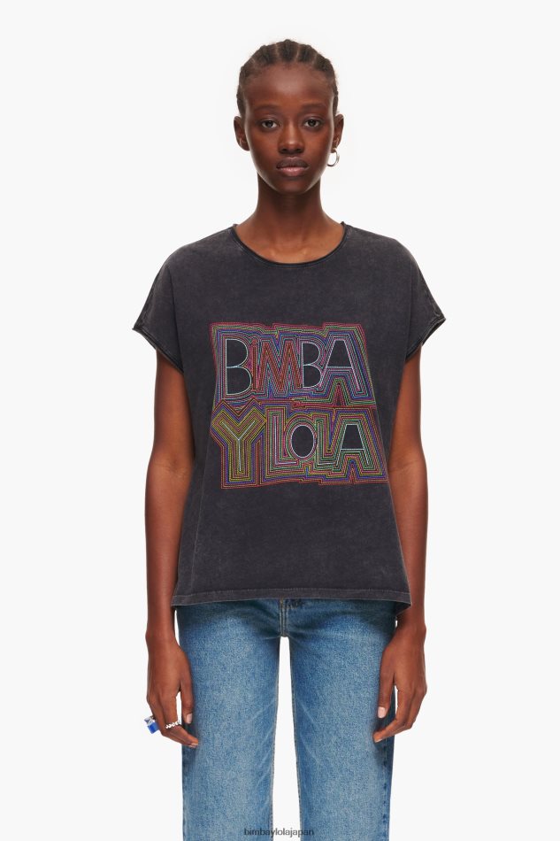 e8a1a3e9a19e_bimba_y_lola_e383ade382b4te382b7e383a3e38384_e382a6e382a9e38383e382b7e383a5e38389e38396e383a9e38383e382af_6bz0x0259.jpg 衣類 Bimba Y Lola ロゴTシャツ ウォッシュドブラック 6BZ0X0259 - 画像 (1)