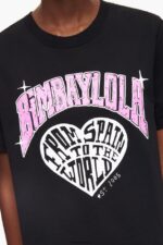 衣類 Bimba Y Lola 大学ロゴTシャツ 黒 6BZ0X0276 - 画像 (4)