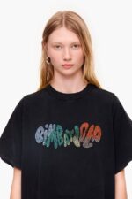 衣類 Bimba Y Lola 流れるロゴTシャツ 黒 6BZ0X0281 - 画像 (3)