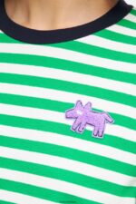衣類 Bimba Y Lola 縞模様の犬のTシャツ 緑 6BZ0X0256 - 画像 (4)