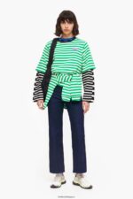 衣類 Bimba Y Lola 縞模様の犬のTシャツ 緑 6BZ0X0256 - 画像 (6)