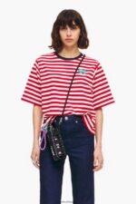 衣類 Bimba Y Lola 縞模様の犬のTシャツ 赤 6BZ0X0250