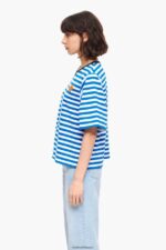 衣類 Bimba Y Lola 縞模様の犬のTシャツ 青 6BZ0X0254 - 画像 (2)