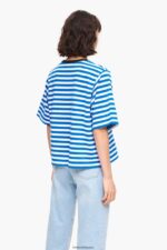 衣類 Bimba Y Lola 縞模様の犬のTシャツ 青 6BZ0X0254 - 画像 (3)