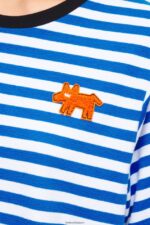 衣類 Bimba Y Lola 縞模様の犬のTシャツ 青 6BZ0X0254 - 画像 (4)