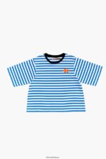 衣類 Bimba Y Lola 縞模様の犬のTシャツ 青 6BZ0X0254 - 画像 (5)