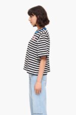 衣類 Bimba Y Lola 縞模様の犬のTシャツ 黒 6BZ0X0252 - 画像 (2)