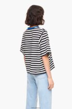 衣類 Bimba Y Lola 縞模様の犬のTシャツ 黒 6BZ0X0252 - 画像 (3)