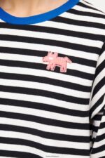 衣類 Bimba Y Lola 縞模様の犬のTシャツ 黒 6BZ0X0252 - 画像 (4)