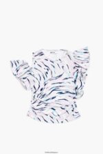衣類 Bimba Y Lola 蝶の羽プリント Tシャツ 白 6BZ0X0349 - 画像 (5)