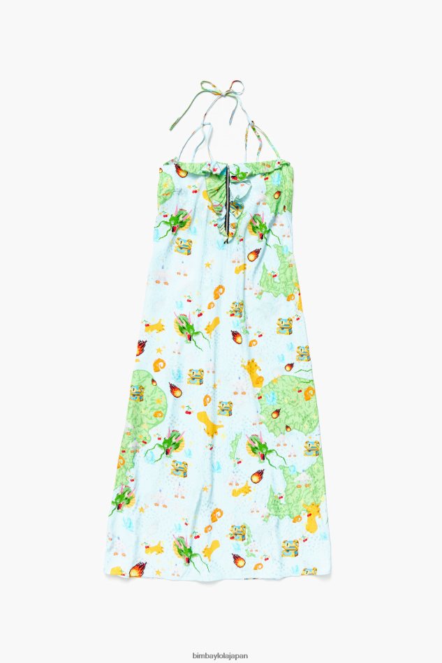 衣類 Bimba Y Lola vigo ゲーム プリント フルイド ドレス 青 6BZ0X0196 - 画像 (5)